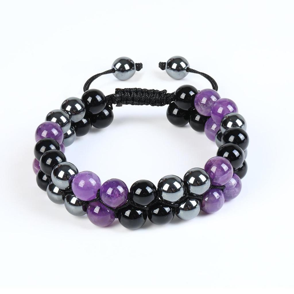 Tiger Eye, Green Pine Cat's Eye, Red Pattern Obsidian, and Green Ghost Natural Stone Woven Bracelet