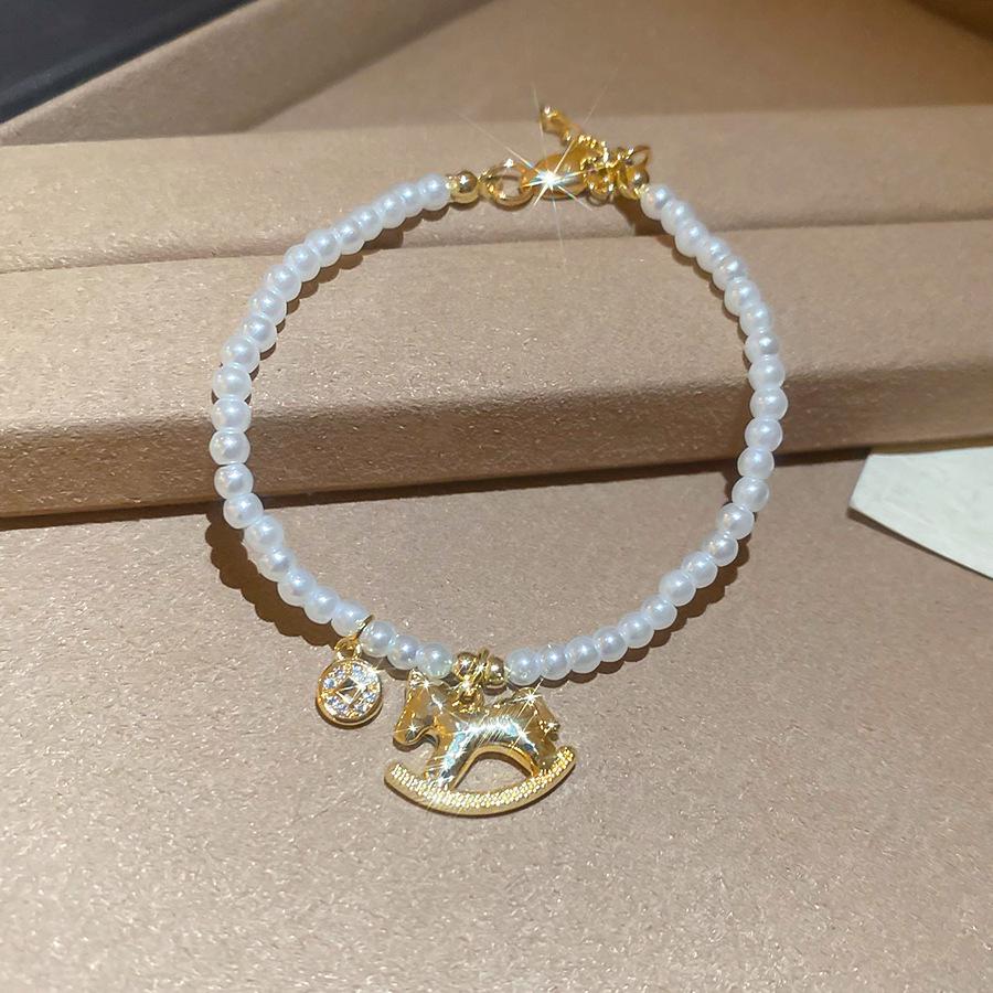 French simple zircon natal year pony pendant necklace accessories women's sweater chain necklace