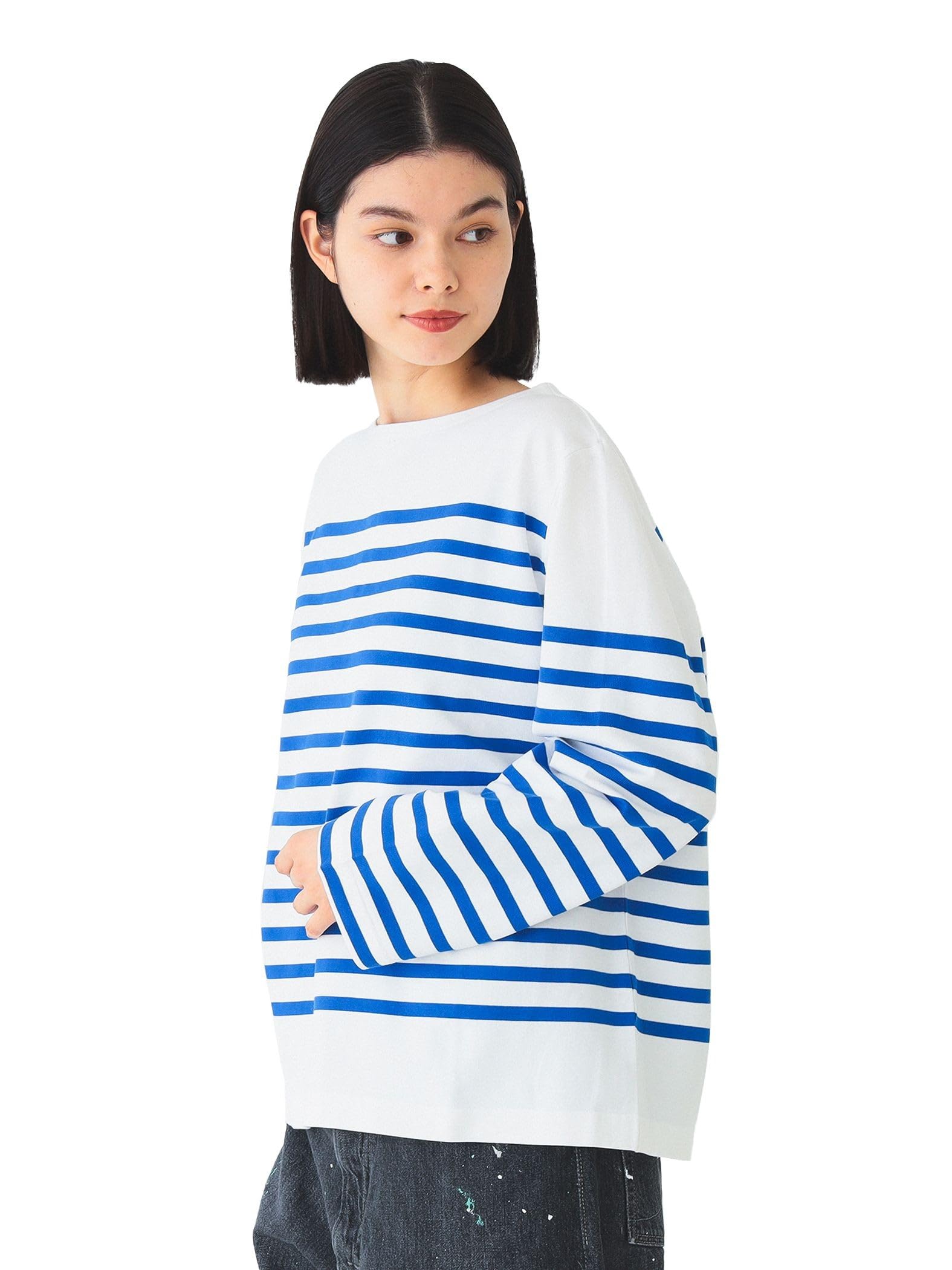 

Cut and border big boat neck cut and sew for women SIZE 13140280718 [BEAMS BOY] sew/Naval WHT×BLUEONE