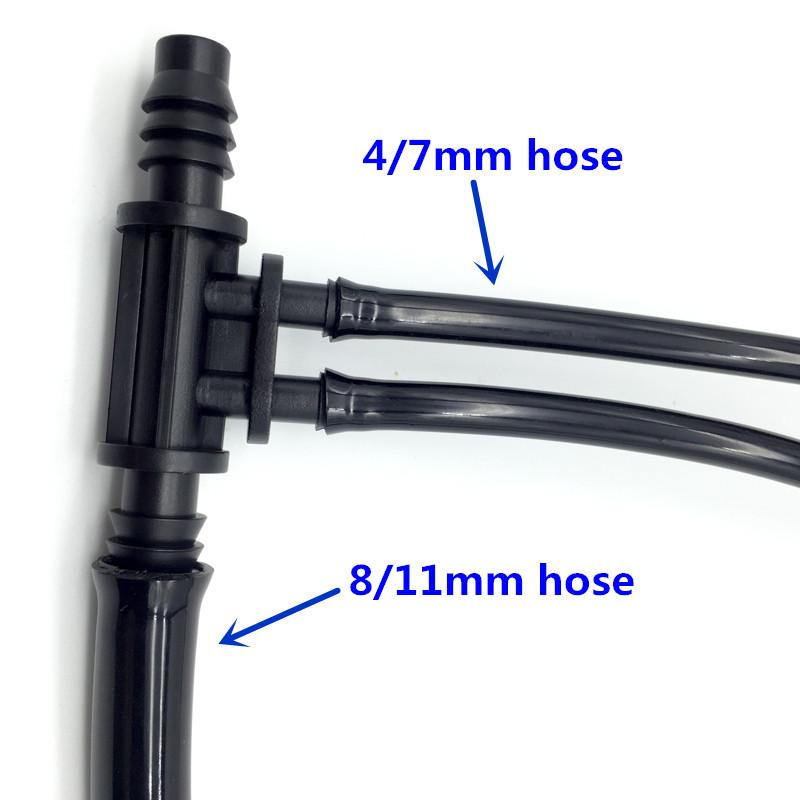 10 Pcs 8 Mm 1/4"micro Drip Irrigation Hose Barb Tee 8/11 Mm (3/8 Inch) And 4/7 Mm (1/4-inch) Pipe Four Ways Used To Garden