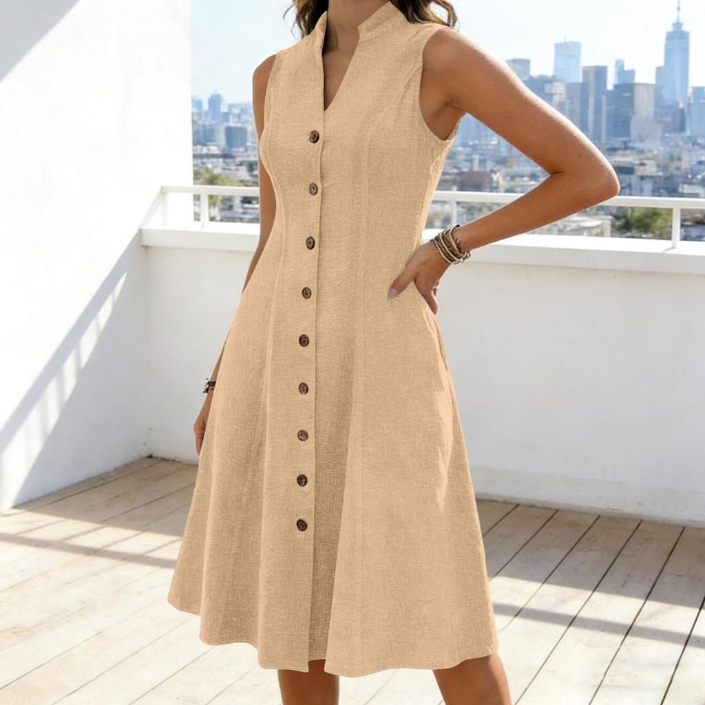 Γυναικείο Casual Μοντέρνο Φόρεμα V-Neck Χωρίς Μανίκια