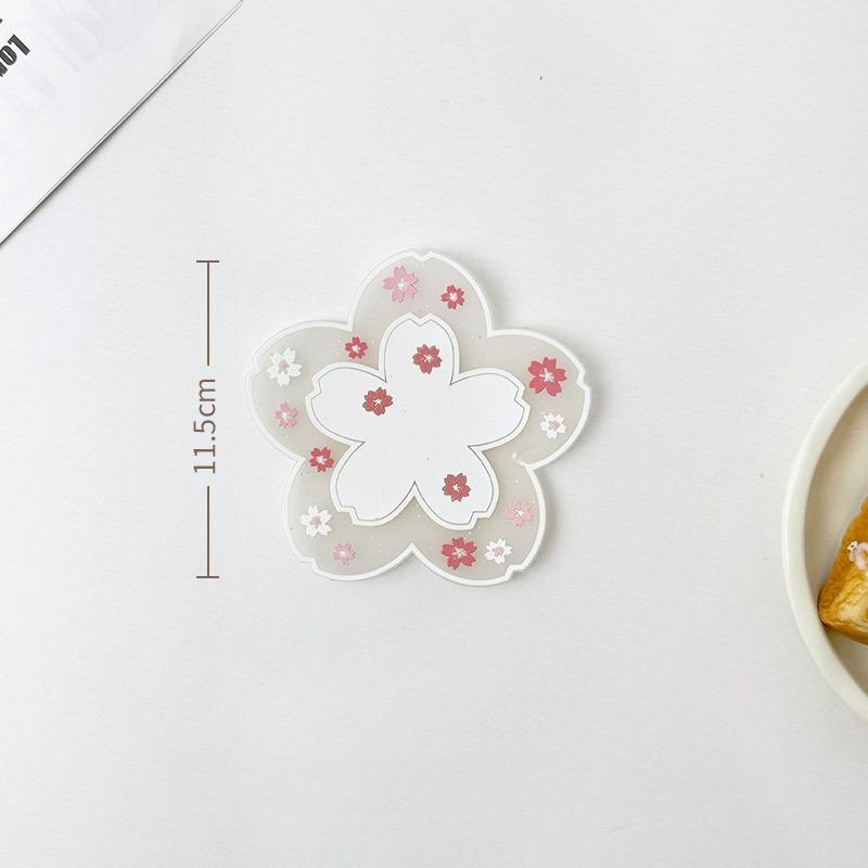 

Soft Silicone Heat Insulation Pad, Household Dining Table Anti-slip Pad, High-temperature Resistant Thickened Coasters, Cherry Blossom Anti-scald Pad Coaster белый