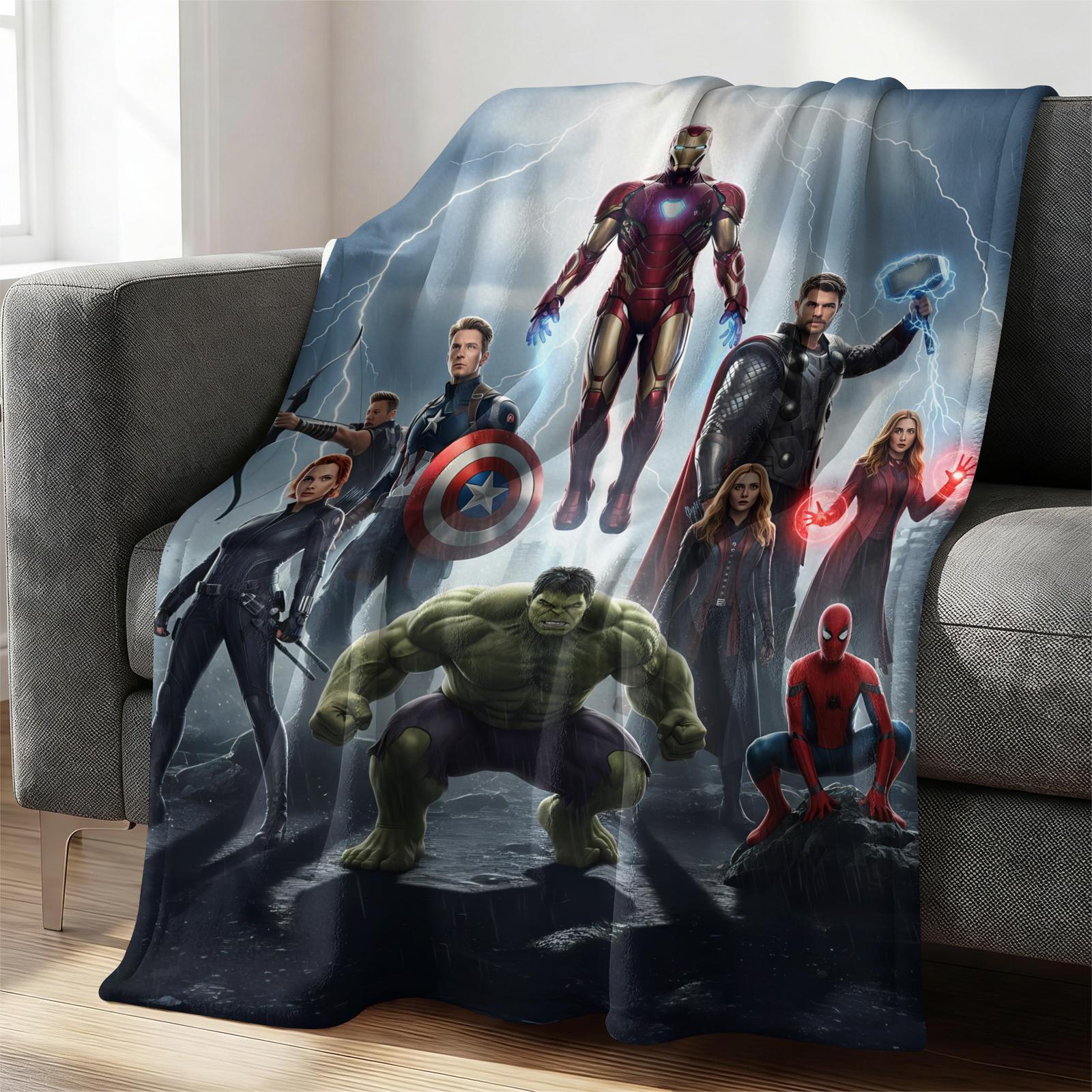 Marvel Мстители Соберитесь Бурная Сцена Фланелевое Плед Подарок Для Фанатов Марвел Мальчиков Летний Плед для Сна Плед для Дивана Кровати Дорожный Плед 70x100cm 28x40in