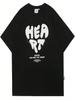 Harajuku Wounisex T-Shirt Heart Sporty T Shirt 90s Summer Short Sleeve Tshirt Cotton Casual Tees Y2k Clothes Hip Hop Streetwear