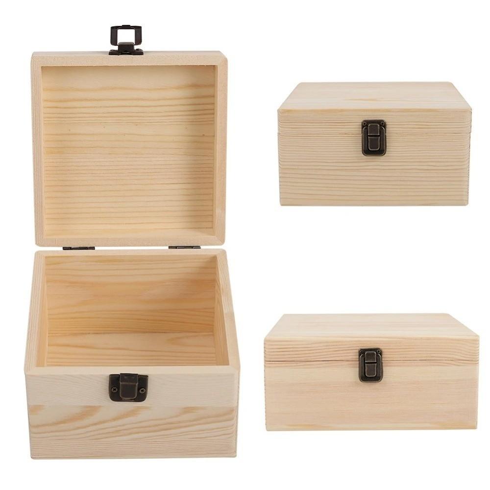 Creative Rectangular Storage Box Wooden Clamshell Jewelry Gift Box Dried Flower Box Desktop Organizer