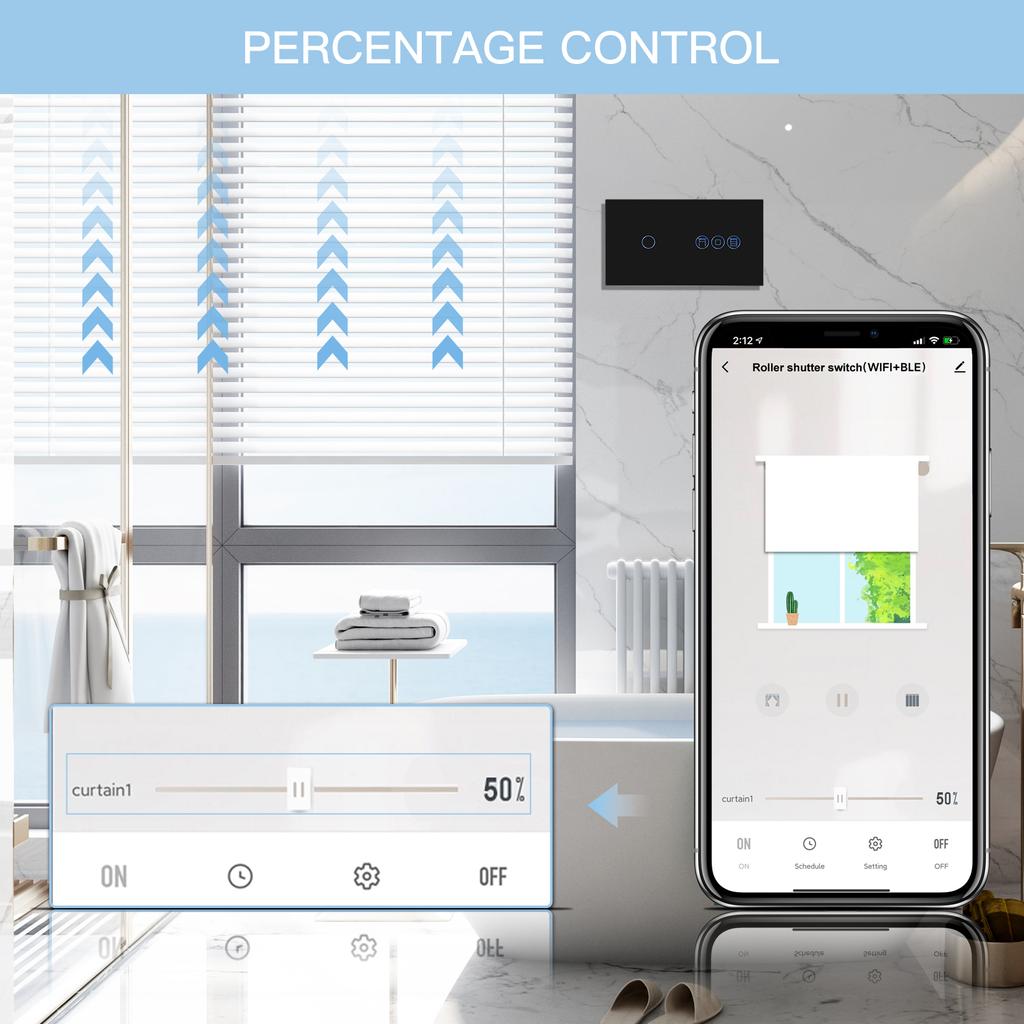 Bseed EU Wifi Smart Roller Shutter Switch 1/2/3 Gang APP Control Combination Smart Switch Support For Tuya Google Assistant  App