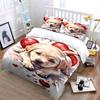 Cute Puppy with Red Hearts Bedding Duvet Cover Set Duvet Cover Pillowcases (1 * Duvet Cover 2 * Pillowcases, Without Duvet Insert)