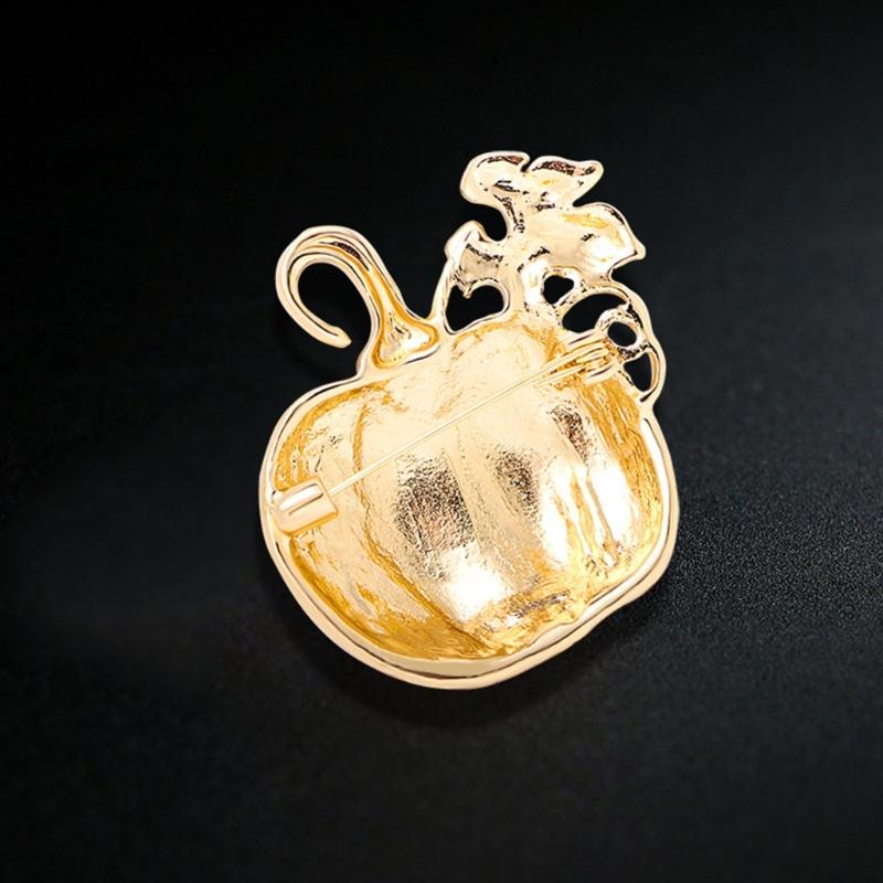 Lucky Pumpkin Brooch Pin Secure Safety Clasp Lightweight Alloy Jewelry For Costume Parties Office Wear Festive Event