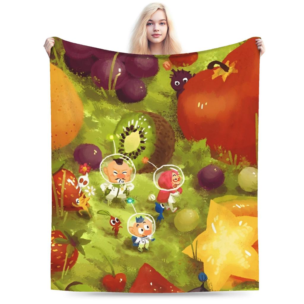 Funny Pikmin Game Plush Blanket Students Flannel Bedding Throws For Home Decor Super Warm Custom Quality Bedspread Gift Idea