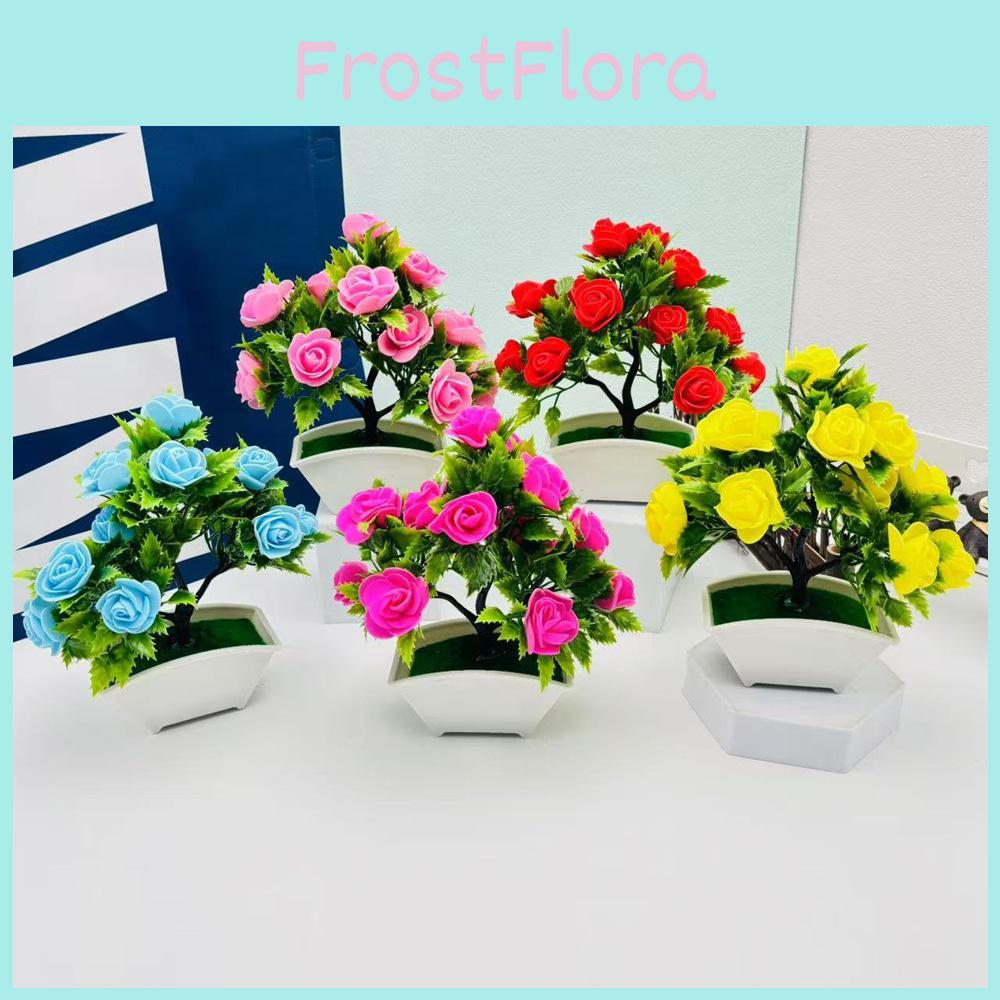 Plant Silk Rose Simulated Flower Potted Plant Bonsai For Home And Decor Event