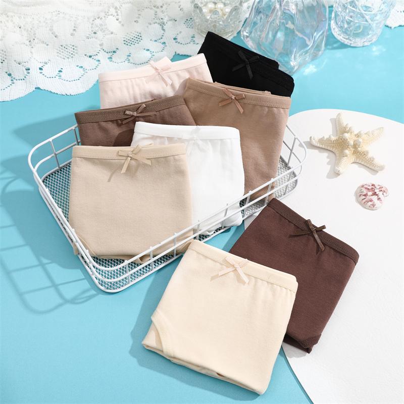 FINETOO 4 Stück Baumwolle Damen Unterwäsche Nahtlos Übergröße Niedrige Taille Slips Mädchen Bequeme Einfarbige Gemütliche Slips Dehnbare Lingerie