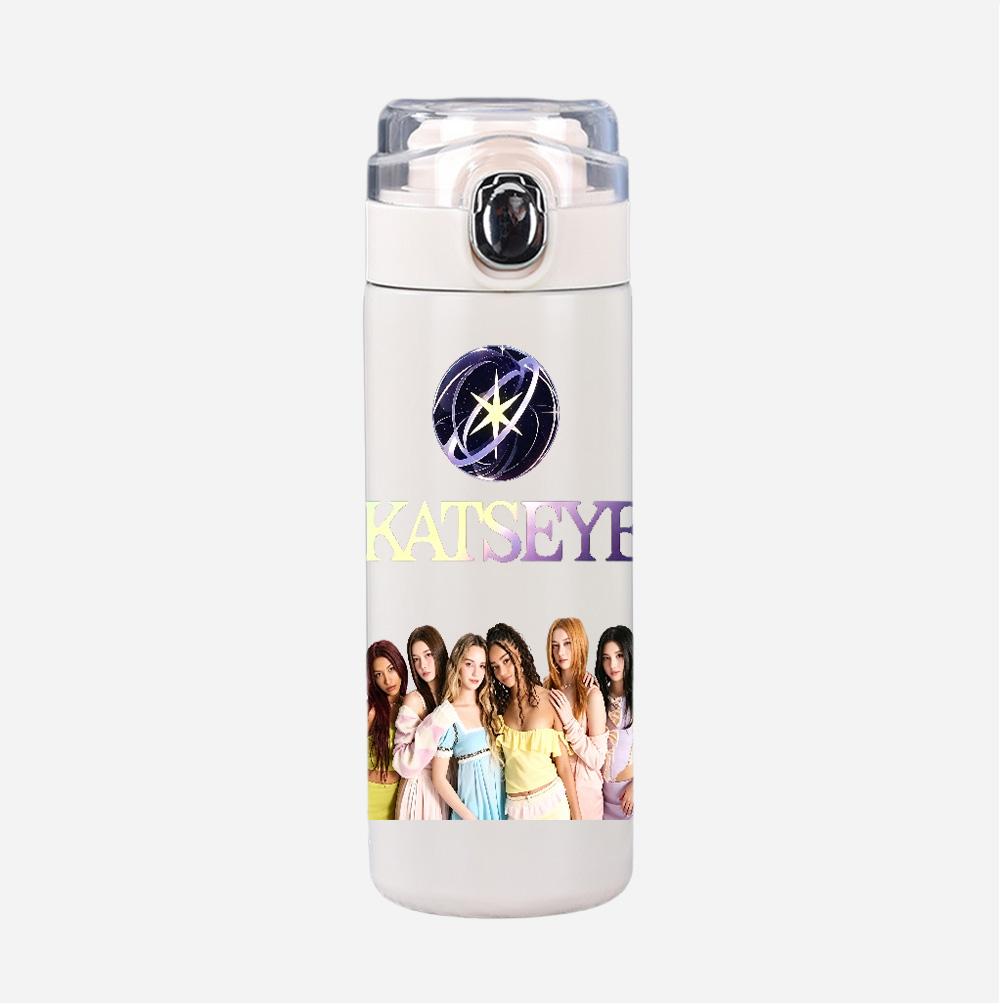 400Ml Water Bottle Anime Cartoon KATSEYE Printed Thermos Cup Portable Stainless Steel Outdoor Sports Water Cup Children Kid Gift