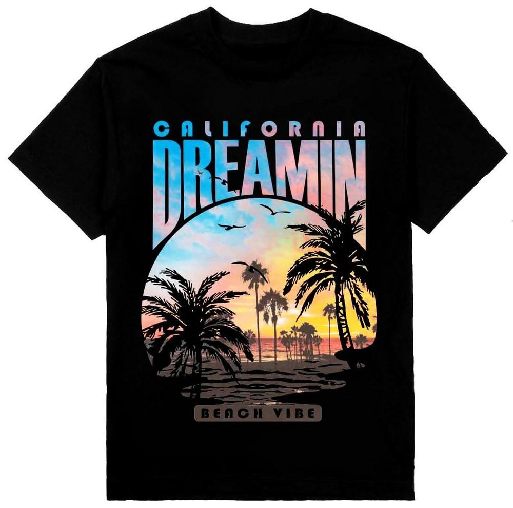 California Dreamin Mens Heavyweight T-Shirt Print On Shaka Wear Tee Unisex T-Shirt S