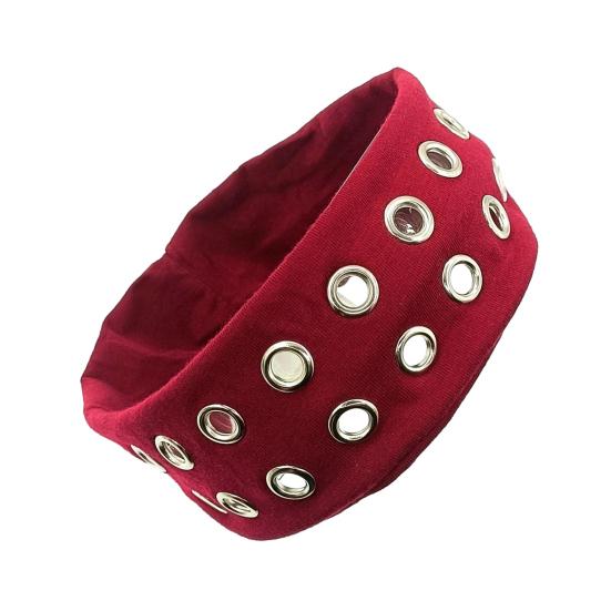 Headband Punk Style Rock Air-eye Decor Hair Band Elastic Fabric Eyelets Punk Headwrap Hair Accessory