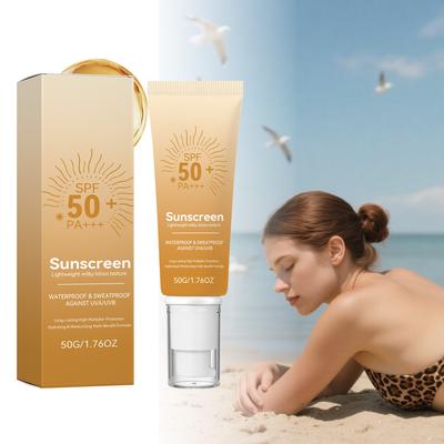 Sonnencreme LSF 50 Plus PA+++ Leicht Hohe Feuchtigkeit Wasserfest Schweißfest Gesichts-Sonnenblocker Creme 50g Hautschutz vor UVA UVB