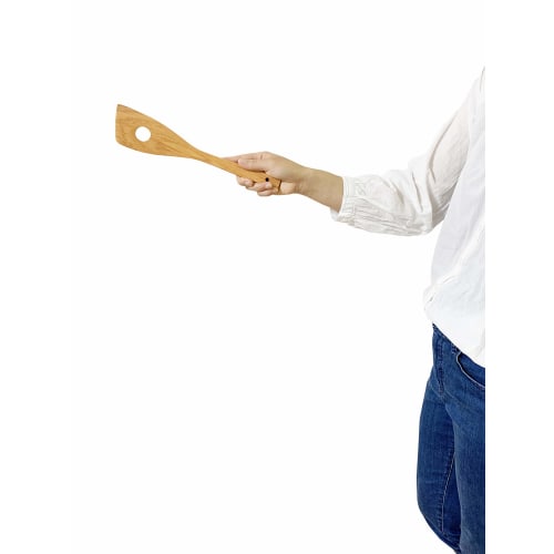kicoriya Wooden Spatula with Slots for Cooking, Includes S-Hook for Convenient Storage