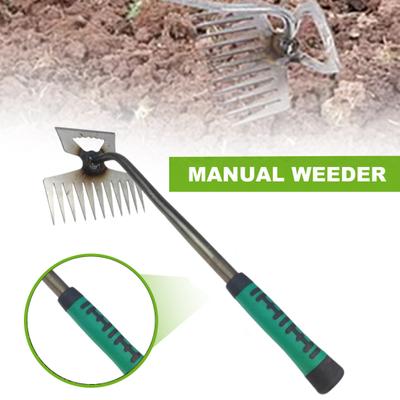 Multifunctional Weeder Tool with Non-Slip Handle Sharp Tines Design Rustproof Weeding Artifact Uprooting Weed Remover Tool