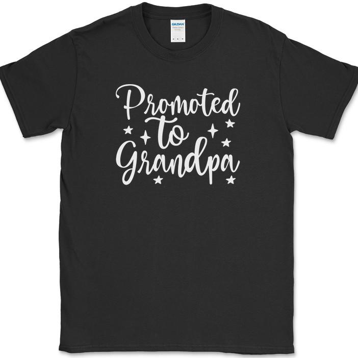 Promoted To Grandpa T-Shirt Funny Family New Baby Expecting Text Tee