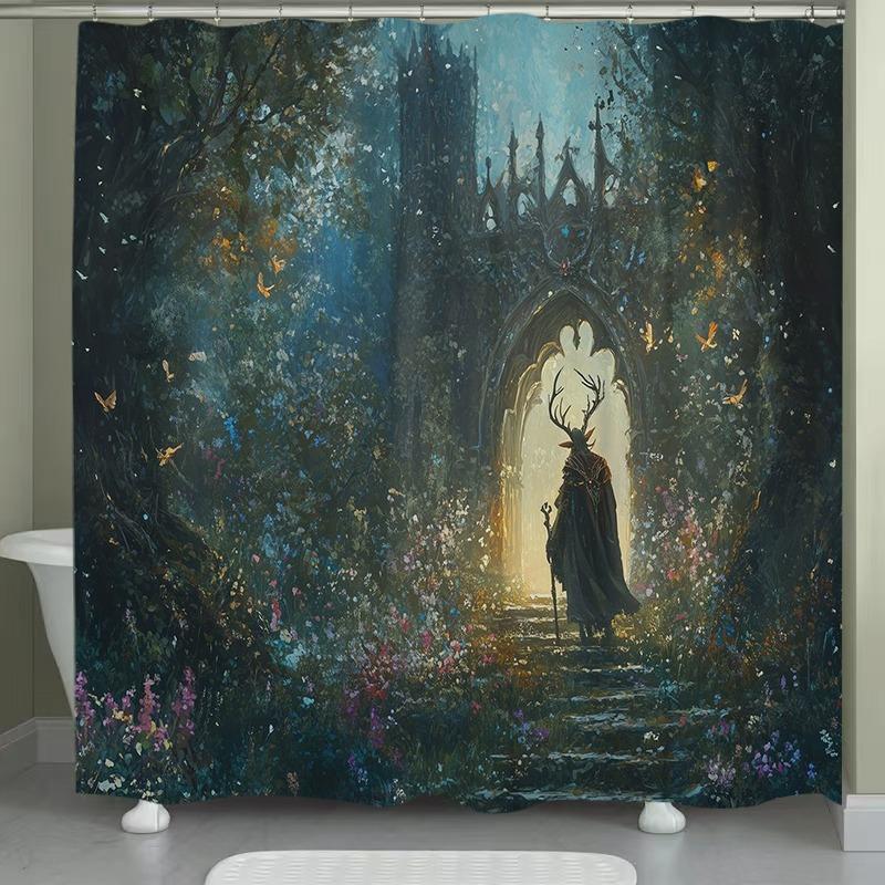Enchanted Forest Shower Curtain - Mystical Tree & Fairy Design, Waterproof Polyester, Non-Perforated, Bathroom Decor