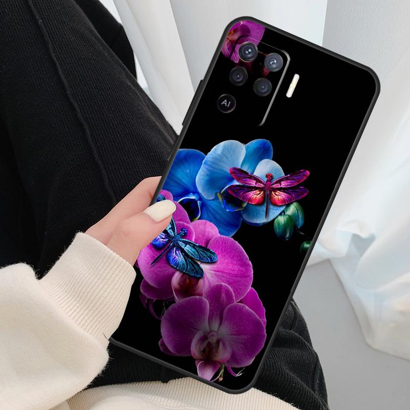 Buntes Libellen-Case für Oppo A17 A57 A77 A40 A78 A54 A74 A94 A76 A16 A96 A18 A60 A80 A38 A58 A98 A15 A5 Pro