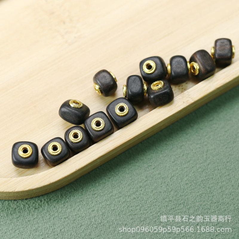 Ebony Wood Barrel Beads 9x8mm with 1.5mm Hole - DIY Hairpin Accessories, Tibetan Retro Style A108