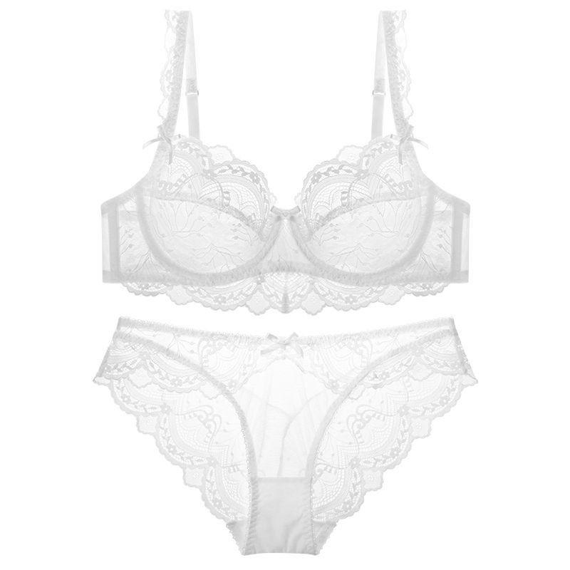 Neues beliebtes sexy durchsichtiges Spitzen-Unterwäsche-Anzug für Frauen mit kleinem Busen, ultradünne Schale, weicher Bügel, keine Polsterung, atmungsaktive BH-Abdeckung