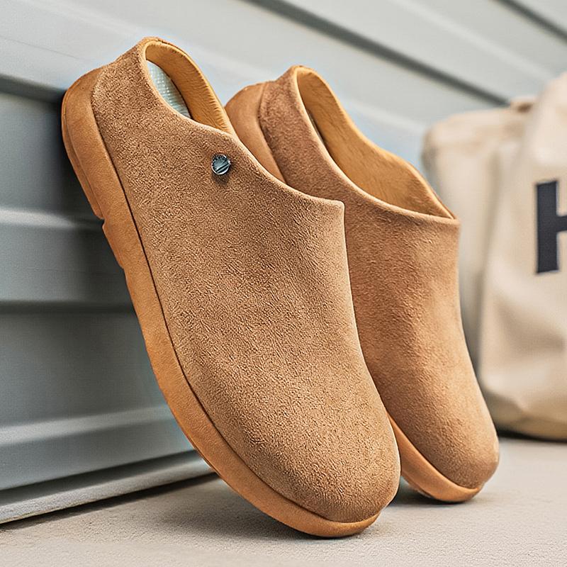 Men’s Summer Sandals Slipper Clogs Backless Mules Khaki Casual Shoes for Students Over Sized