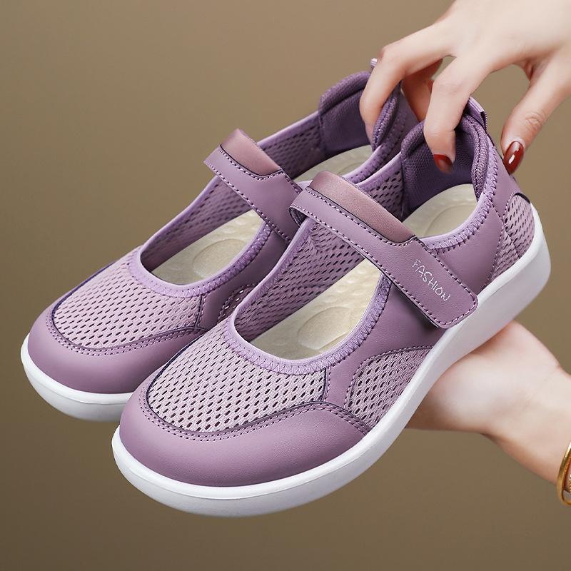 Women's Summer Breathable Casual Velcro Shoes - Soft Sole, Comfortable for Middle-Aged & Elderly Mothers