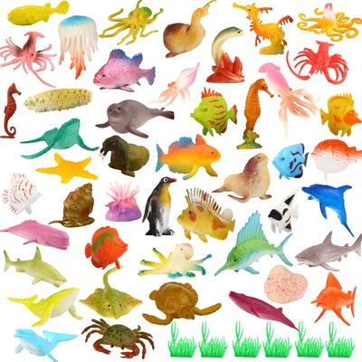 Funcorn Toys Ocean Sea Animal, 52 Pack Assorted Mini Vinyl Plastic Animal Toy Set, Realistic Under The Sea Life Figure Bath Toy for Child Educational