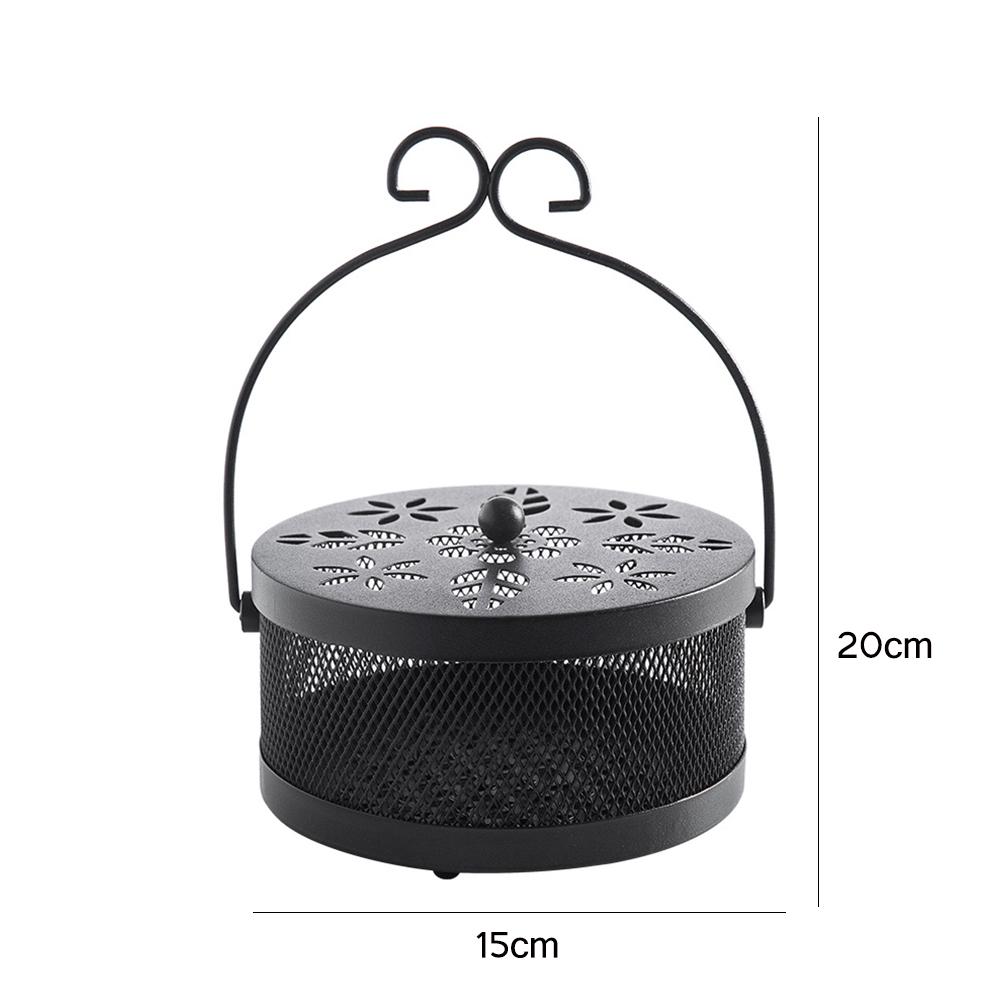 Retro Iron  Mosquito Coil Holder with Cover Vintage Mosquito Repellent Incenses Rack Household Aromatherapy Burner