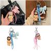 Stylish Plush Helmet Bear Keychain with bowknot Keychain Perfect For Backpacks Luggage Fashionable Daily Companion