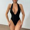 Women's Spring and Summer Backless Tapered Three-quarter Sexy Hanging Neck Jumpsuit
