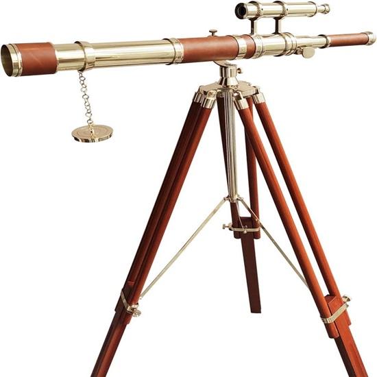 Brass Telescope On Adjustable Tripod Nautical Decor