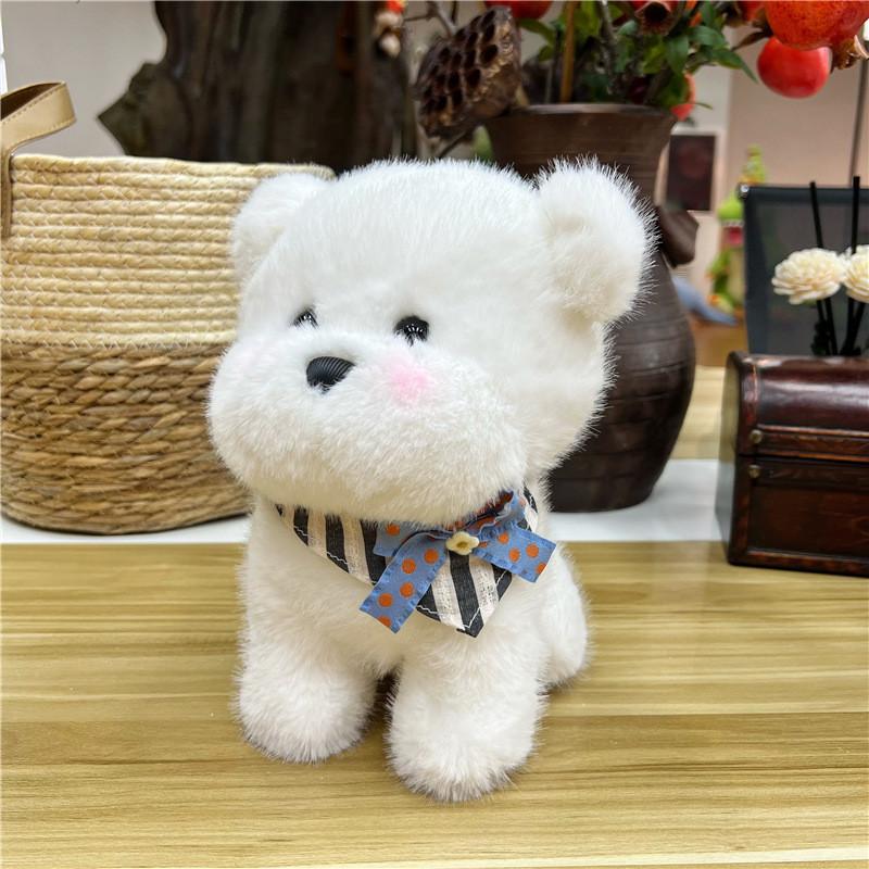 Bichon Scarf Triangular Frise Plush Toy Cute Stuffed Animal Doll Birthday Gift