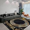 Marble Style Antiskid Senior Carpet Living Room Golden Border Room Decoration Home Mats Easy Clean Dining Room Lounge Decor Rug