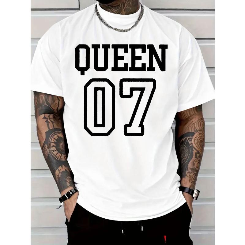 

Мужская хлопковая спортивная футболка с круглым вырезом и короткими рукавами, с принтом буквы 07, модная уличная футболка, повседневная и удобная, прозрачная M белый