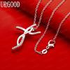 925 Sterling Silber Einfaches Ineinandergreifendes Kreuz Anhänger Halskette Set Mit AAA Zirkon - Stilvoller Abend Schmuck