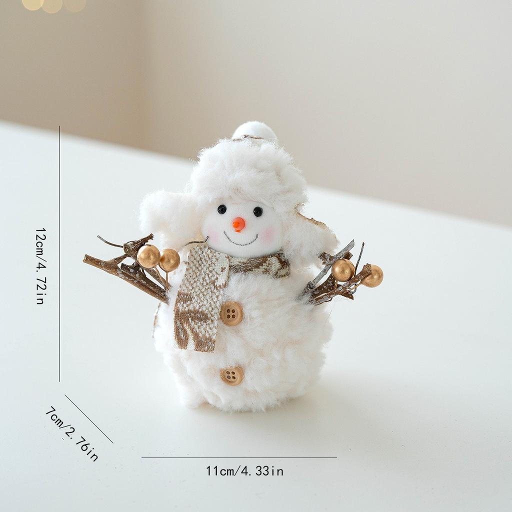 1pc Golden Plush Knitted Christmas Snowman Ornament Decoration Christmas Desktop Ambience Ornament Gift for Family and Friends