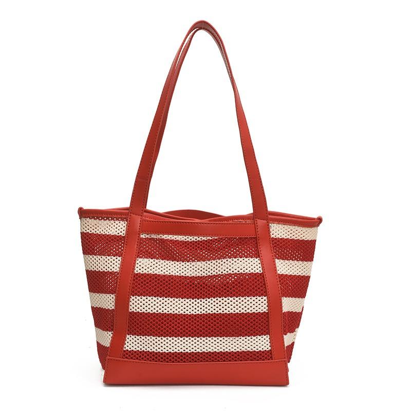 Slack Versatile Striped Shoulder Bag Women's New Large-capacity Casual Tote Bag Class Commuter Bag