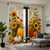 2 Stück HD Erntedankfest Sonnenblume Blumentopf Kürbis Dekovorhang Gelbe Schleife Digital bedruckter Vorhang Heimdeko