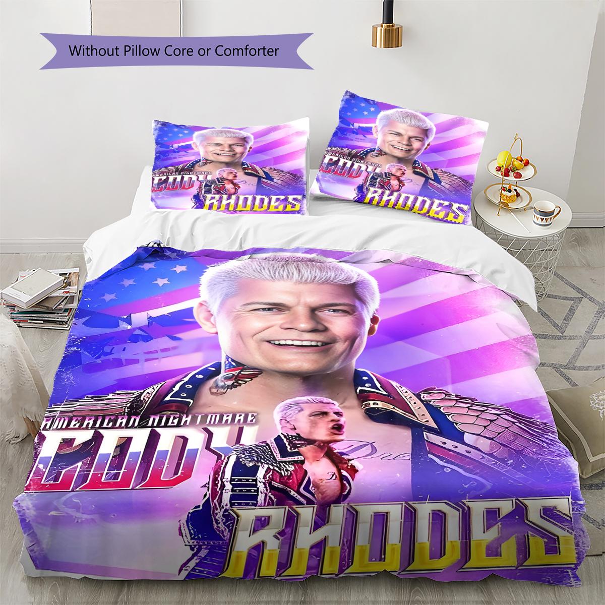 

Коди Роудс, Постельное белье с узором WWE, Комплект одеяла, Пододеяльник, Наволочка, Домашний подарок на день рождения (1 пододеяльник + 2 наволочки, без наполнителя) 135x200cm