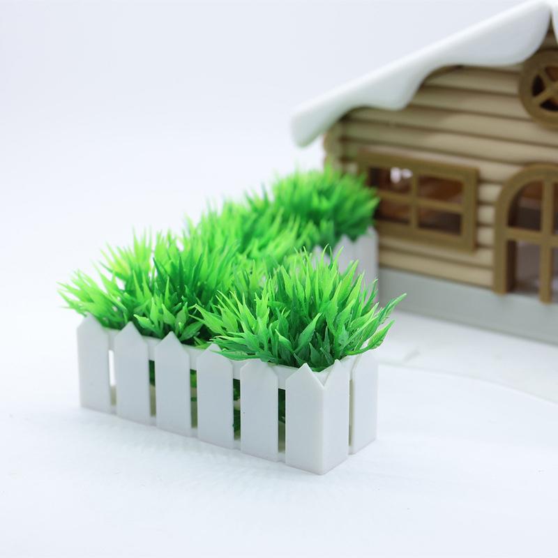 1/12 Dollhouse Simulation Grass Green Plant Fence Model Dollhouse Miniature Garden Decoration Dolls House Accessories