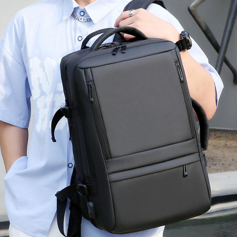 Men's Expandable Backpack Large Capacity Man Business Trip Laptop Backpacks Waterproof Travel Multifunctional Bag with USB Port