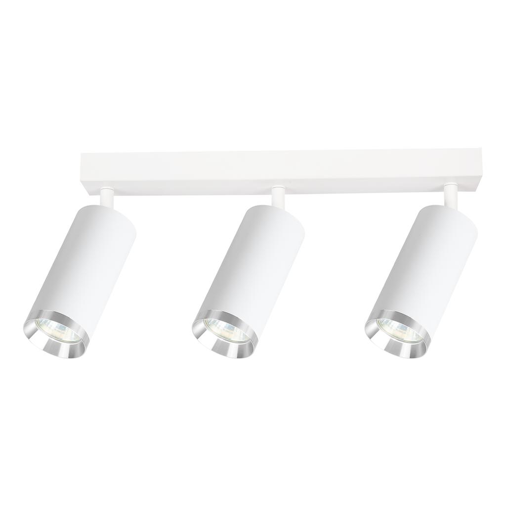 Lampa Sufitowa Nowoczesna Biała Listwa Ruchome Reflektorki Elementy Chrom 3Xgu10 10W Mica Milagro