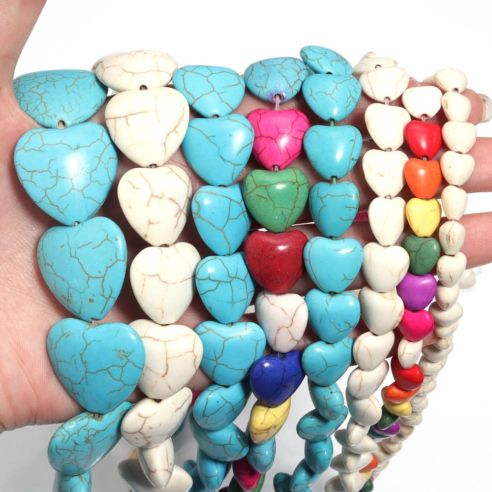 1String Multisize Natural Stone Beads Charm Heart Shaped Spacer Turquoise Beads For DIY Bracelet Necklace Jewelry Accessories