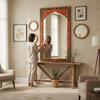 Wooden Painted Wall Decor Fram Mirror-Bedroom Mirror Home Decor Art Furniture | Wall Living Fram Decor Mirror-Indian Painted Beautifull Fram