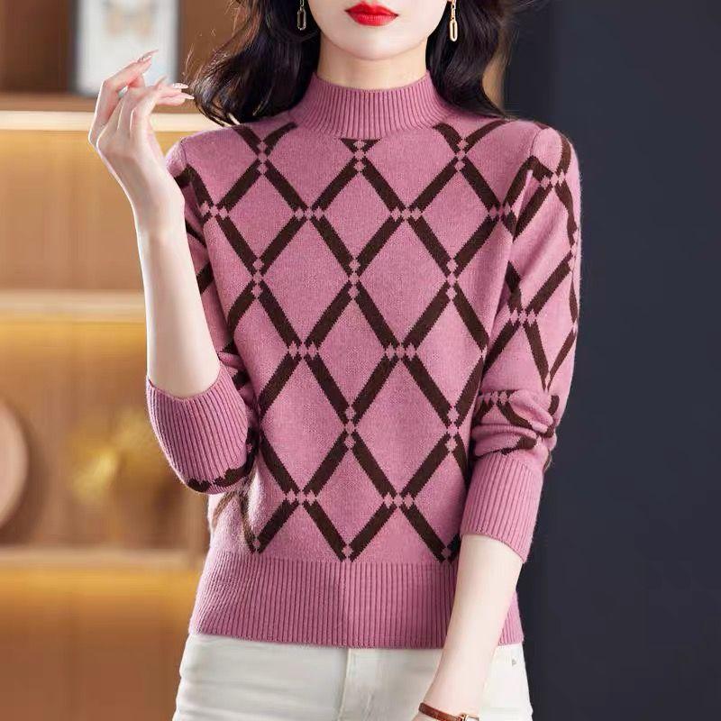 

Зимний свободный свитер с высокой горловиной, толстый женский жаккардовый трикотажный джемпер 2XL