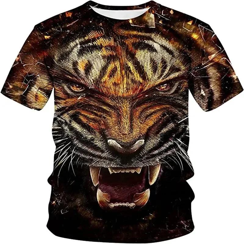 Summer Animal Tiger 3D Print T-Shirts Streetwear Casual Men Women Fashion Short Sleeve T Shirt O-Neck Kids Tees Tops Clothing