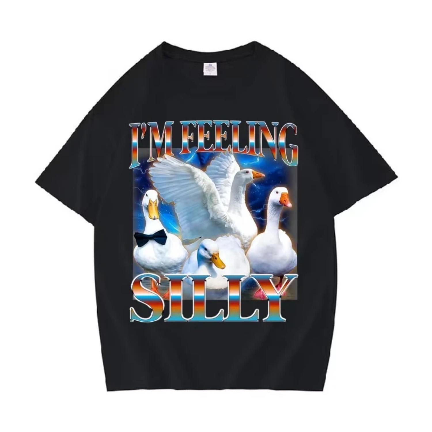 

Funny Silly Goose on The Loose Casual Graphic Tshirt Men Women s High Quality Oversized T-shirts Mens Gothic 100% Cotton T Shirt S чёрный