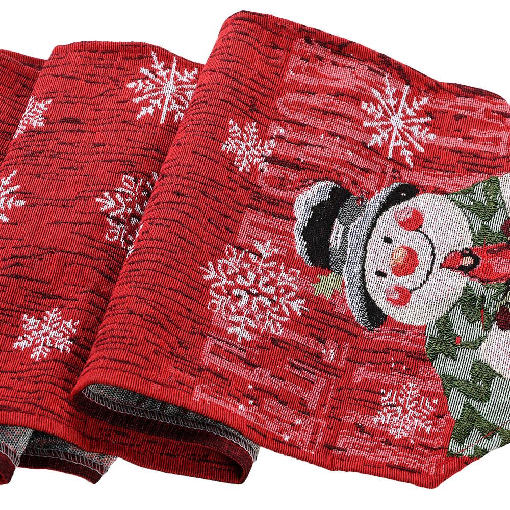 Holiday Snowman Table Cover In Cotton Linen Material For Christmas Celebration